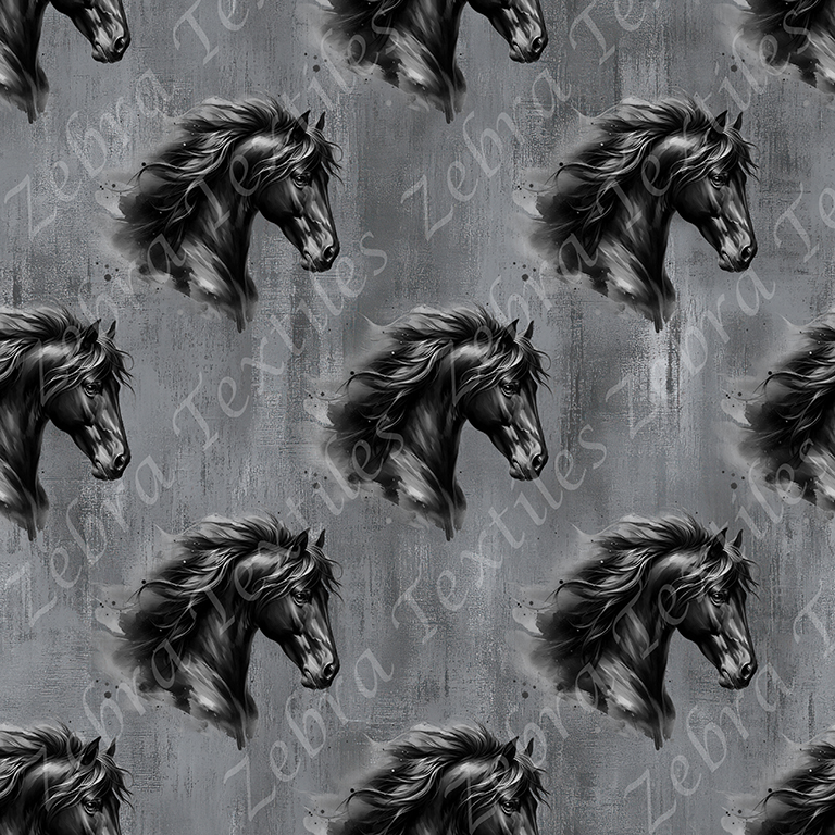 Tête de cheval noir fond grunge gris