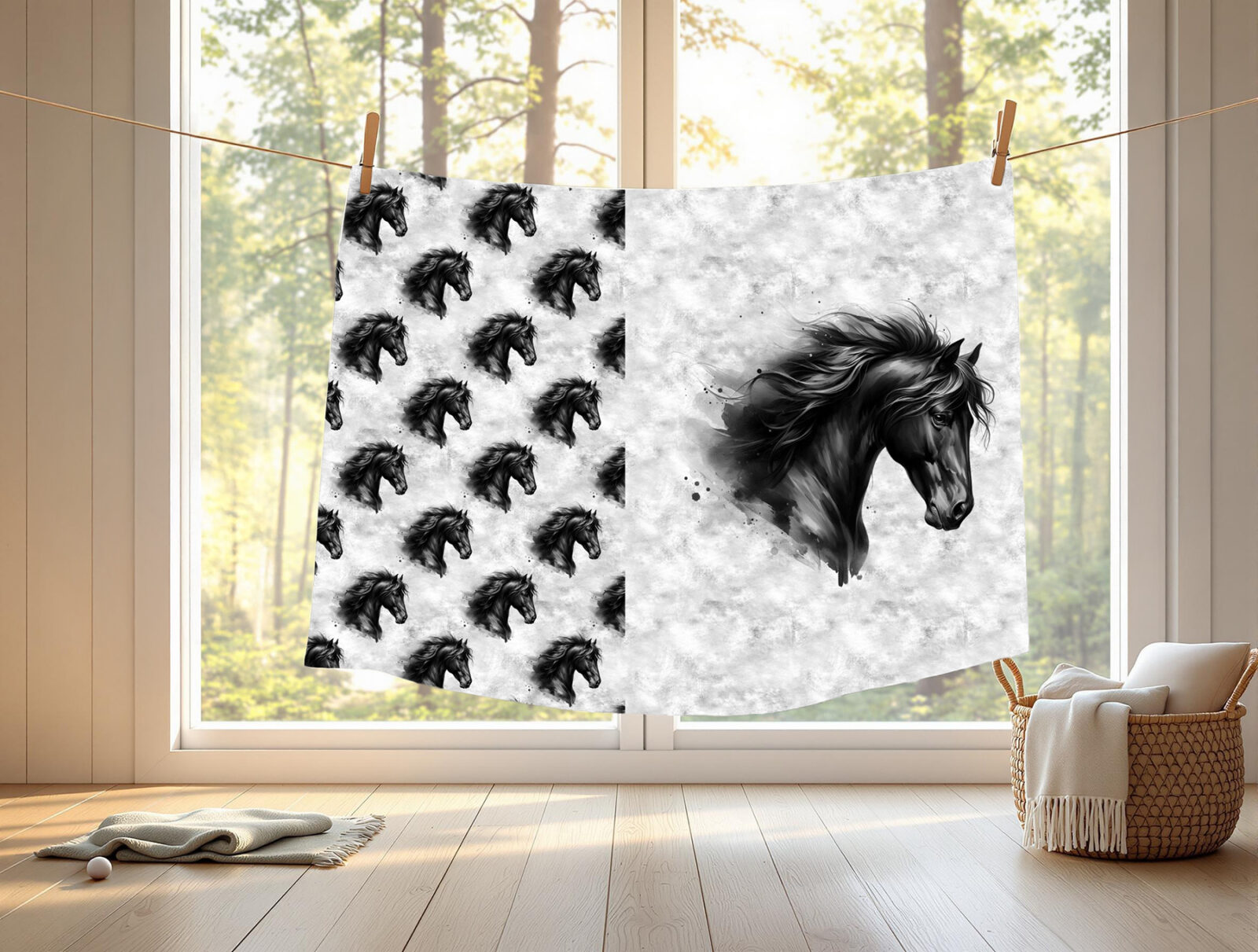 Tête de cheval noir fond grunge