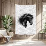 Tête de cheval noir fond grunge