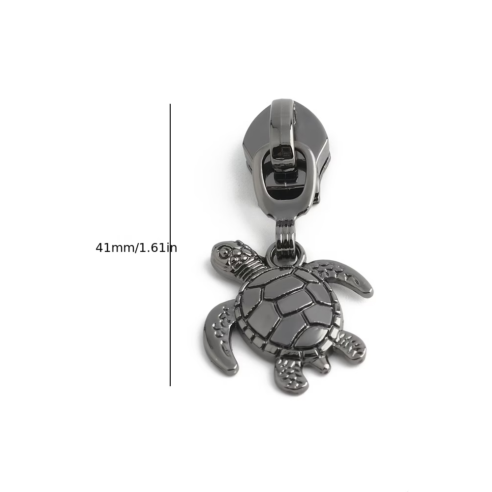 Curseur de fermeture éclair tortue noir métallisé